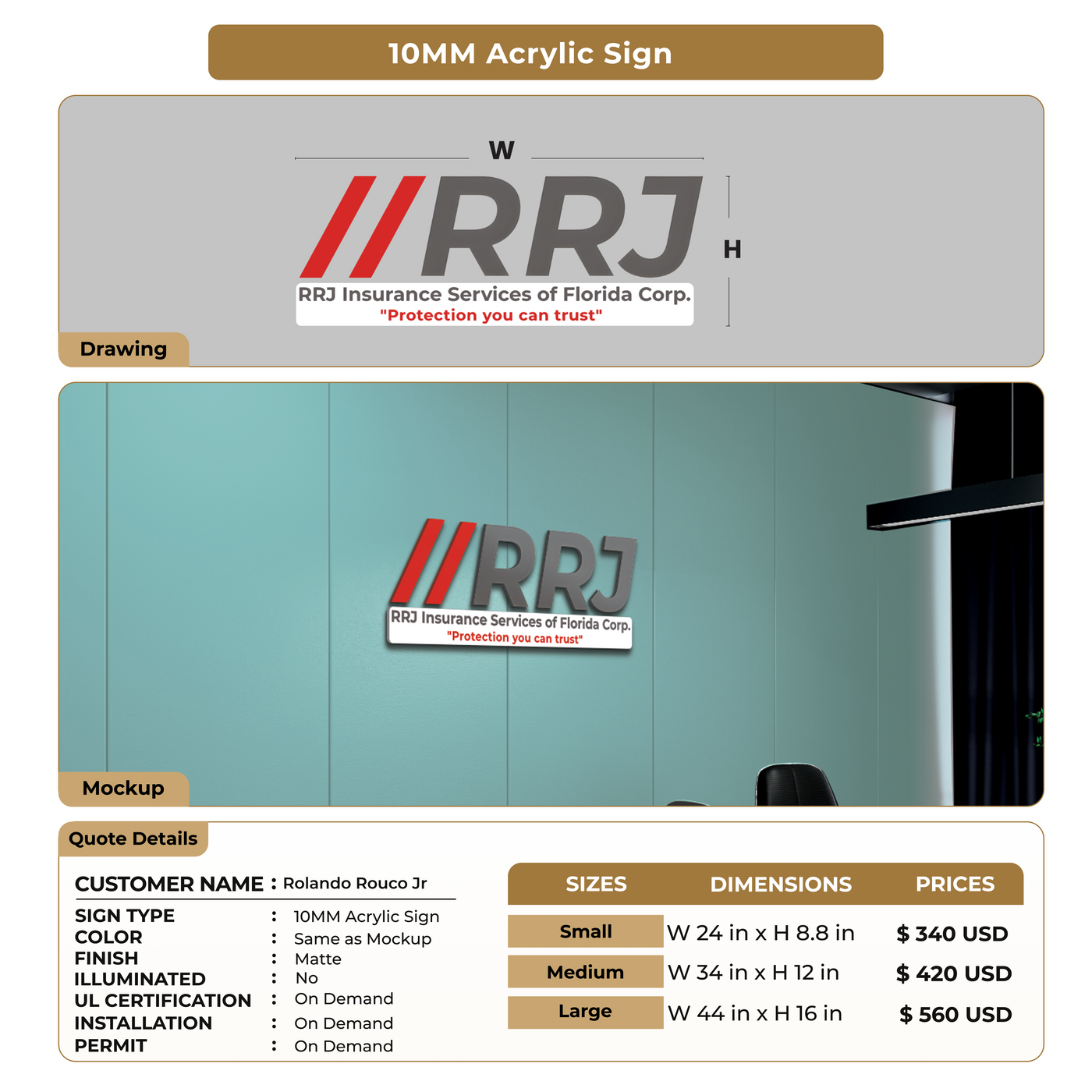 Custom Signs for Rolando Rouco Jr