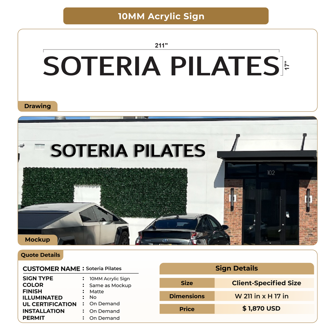 Custom Signs for Soteria Pilates