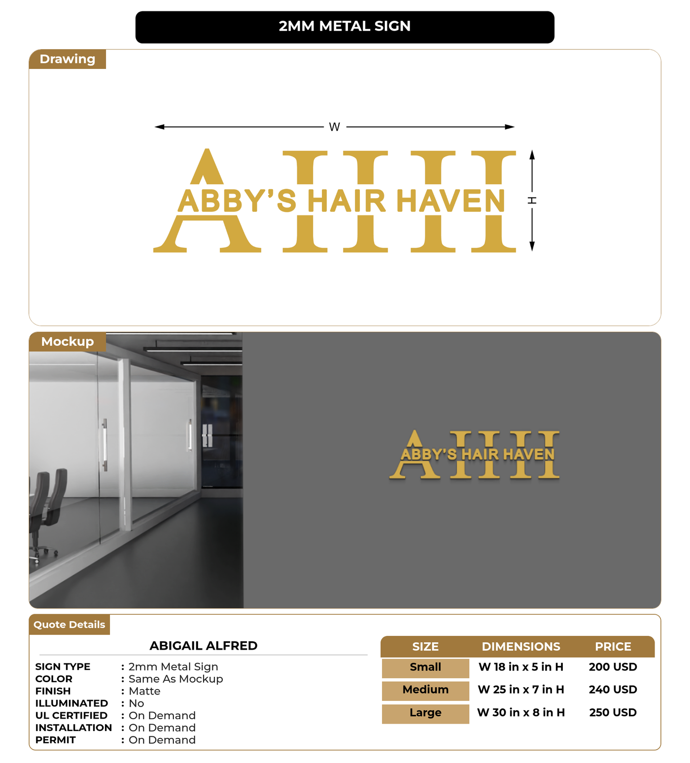 CUSTOM MOCKUP SIGN FOR Abigail Alfred