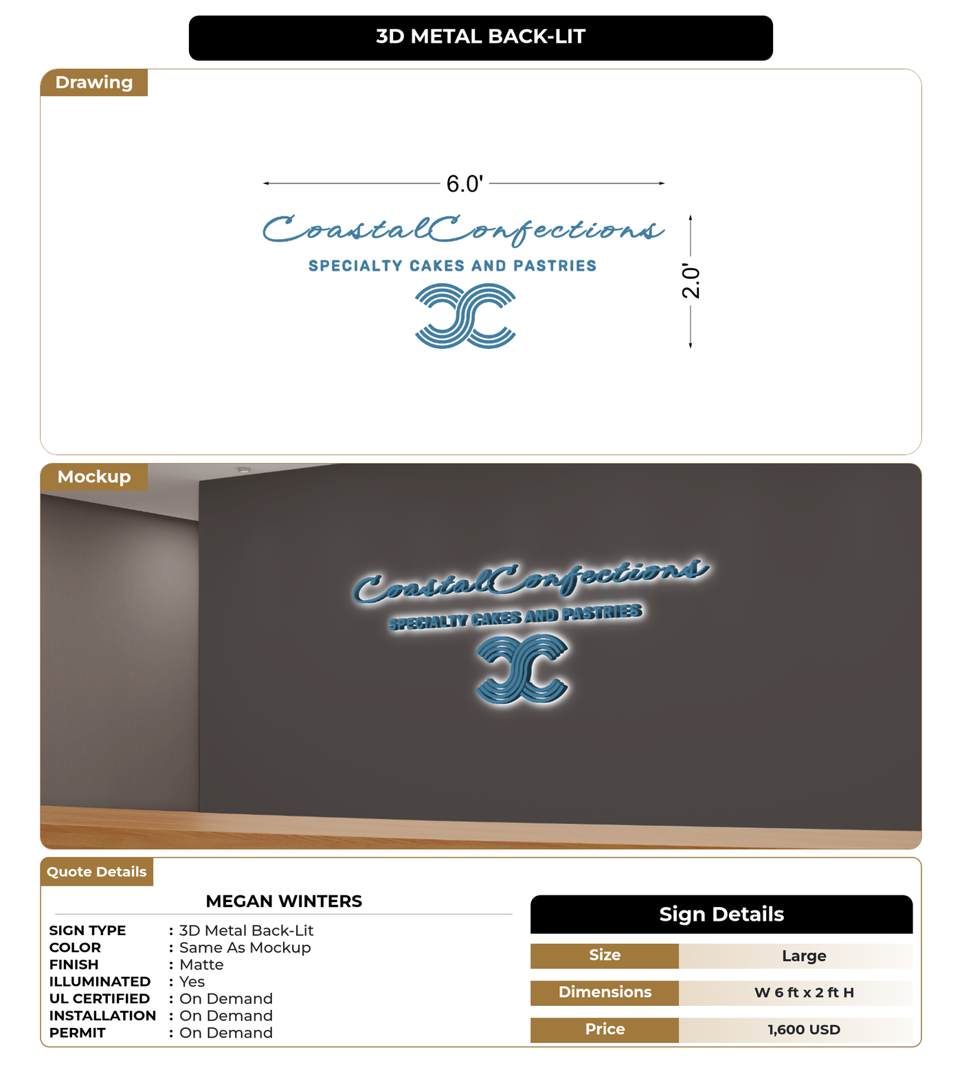 CUSTOM MOCKUP SIGN FOR Megan winters