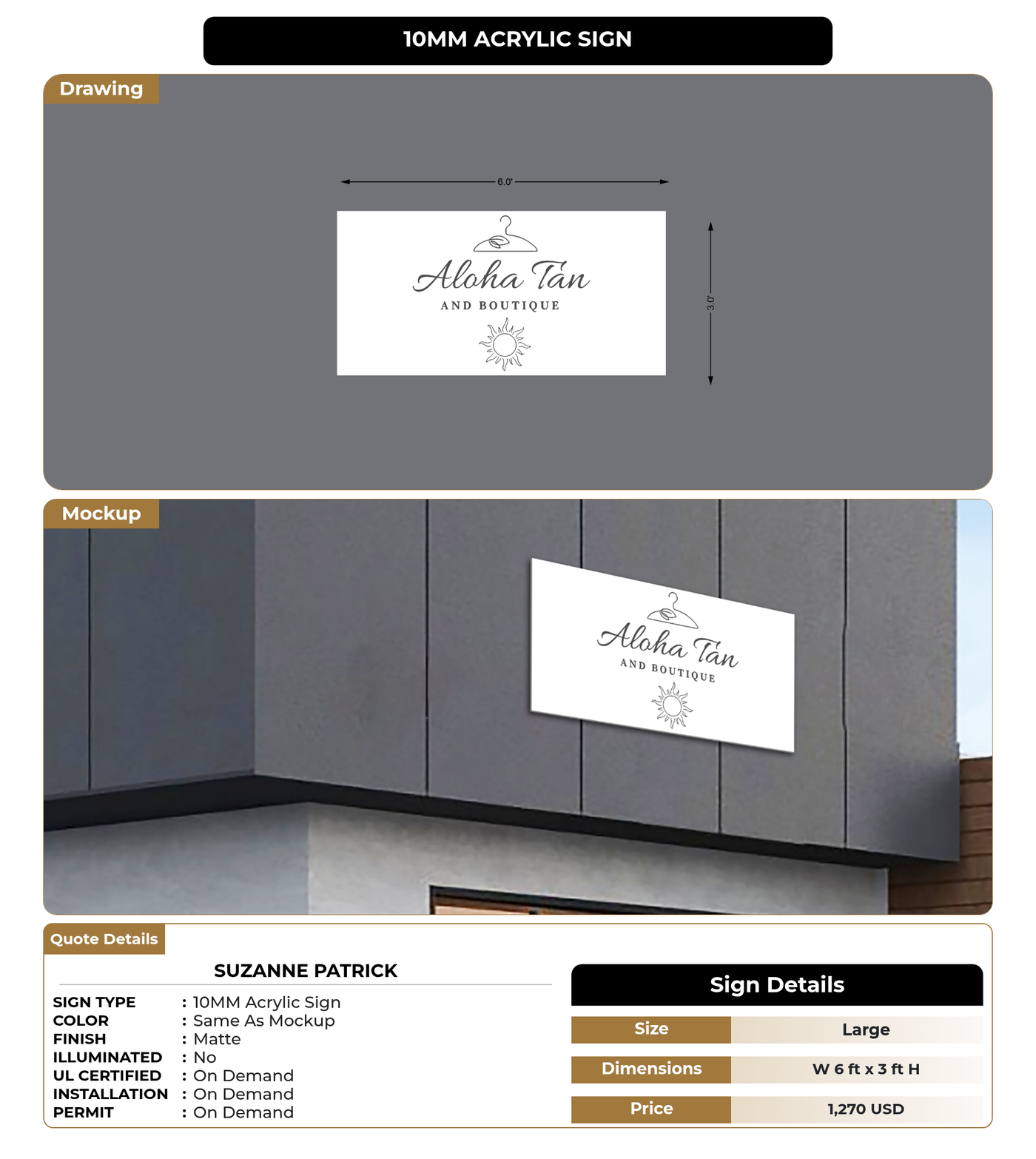 CUSTOM MOCKUP SIGN FOR Suzanne Patrick