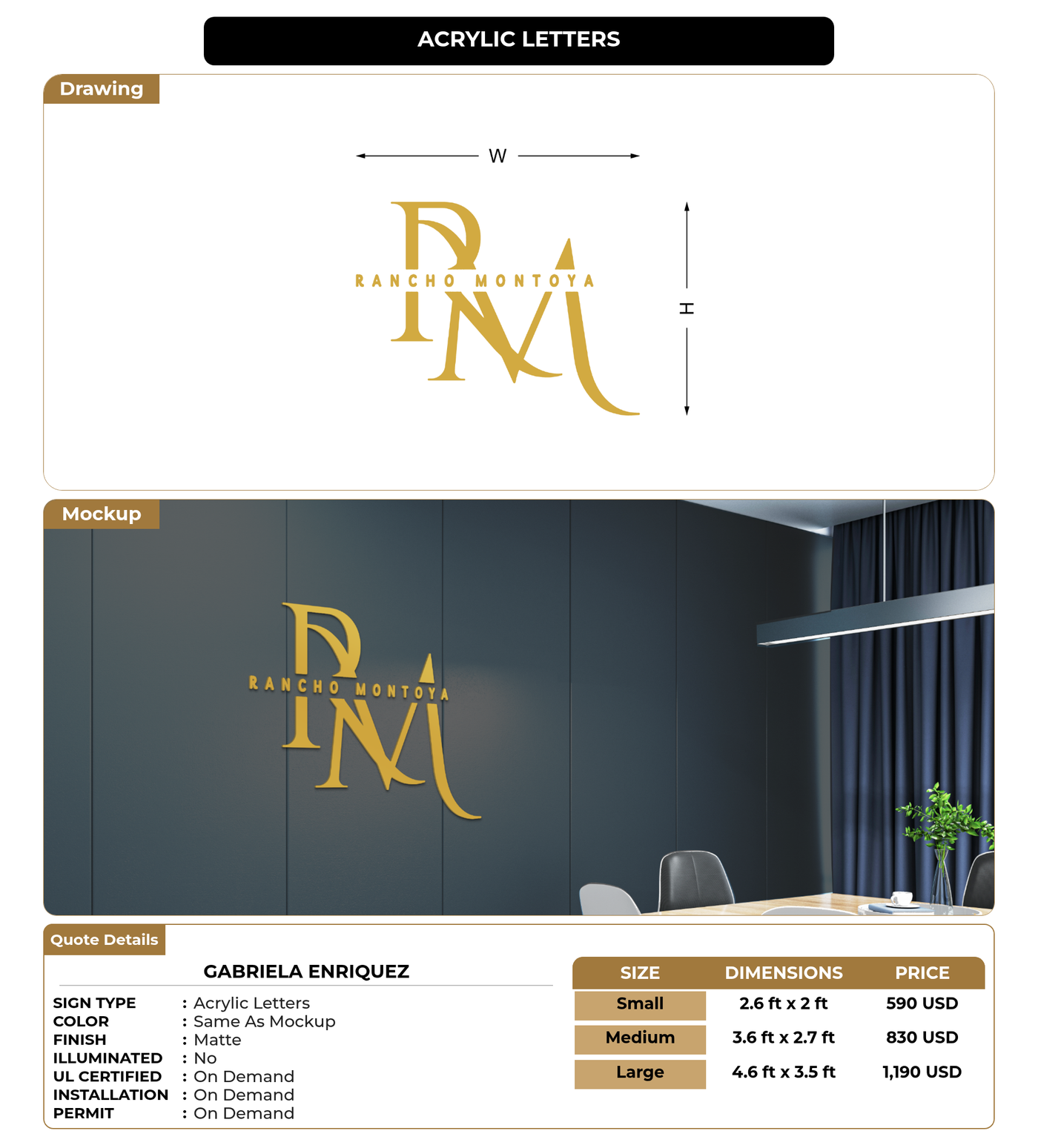 CUSTOM MOCKUP SIGN FOR Gabriela Enriquez