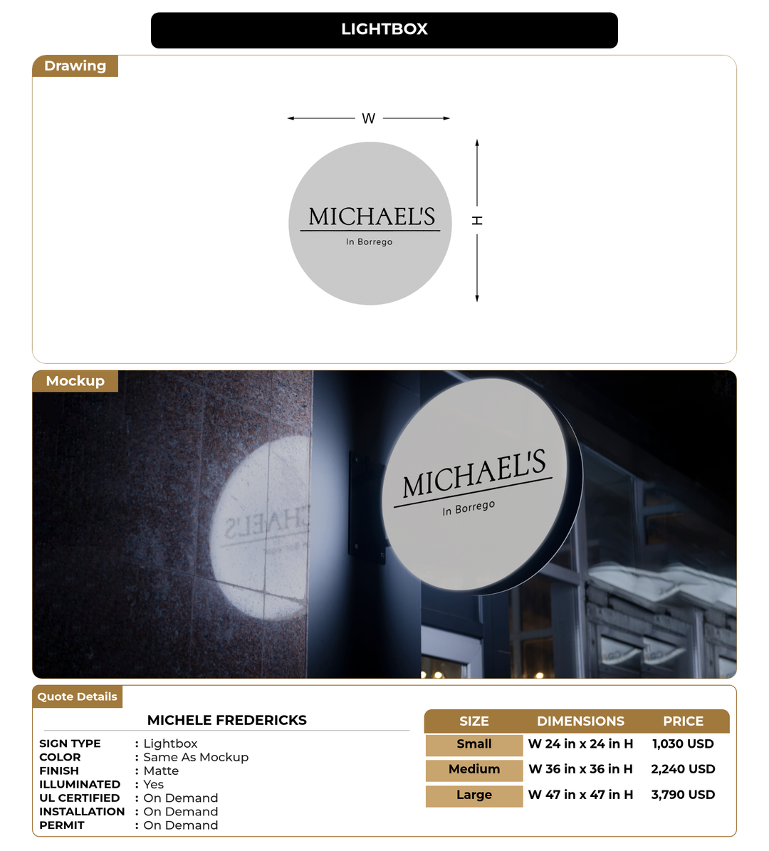 CUSTOM MOCKUP SIGN FOR Michele Fredericks
