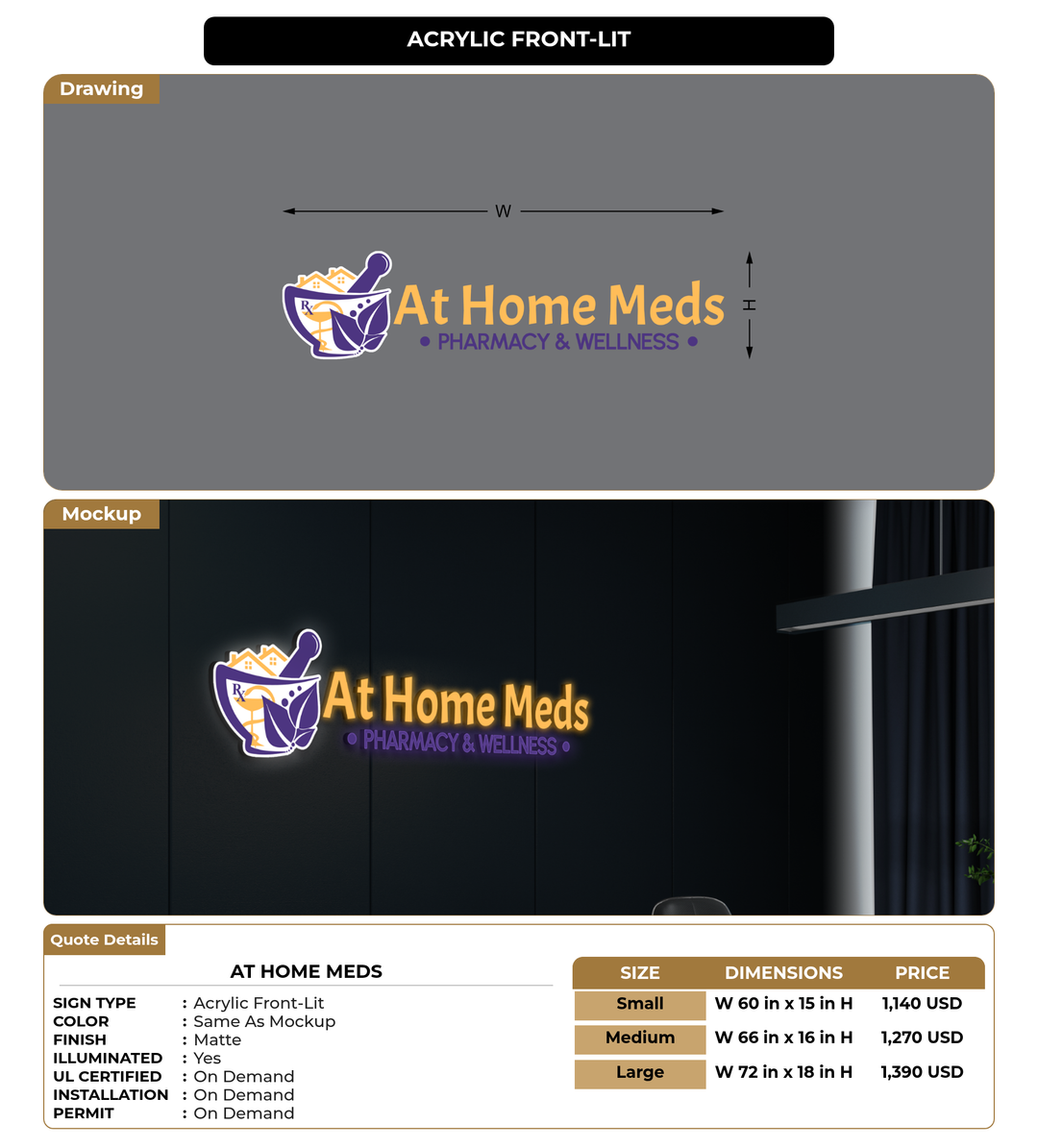 CUSTOM MOCKUP SIGN FOR At Home Meds