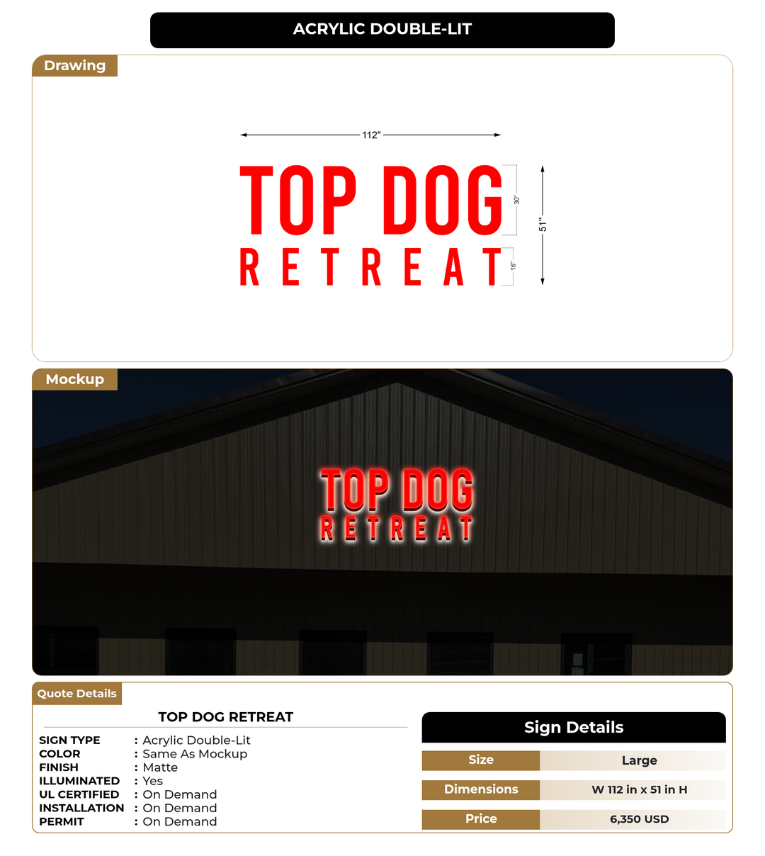 CUSTOM MOCKUP SIGN FOR Top dog retreat