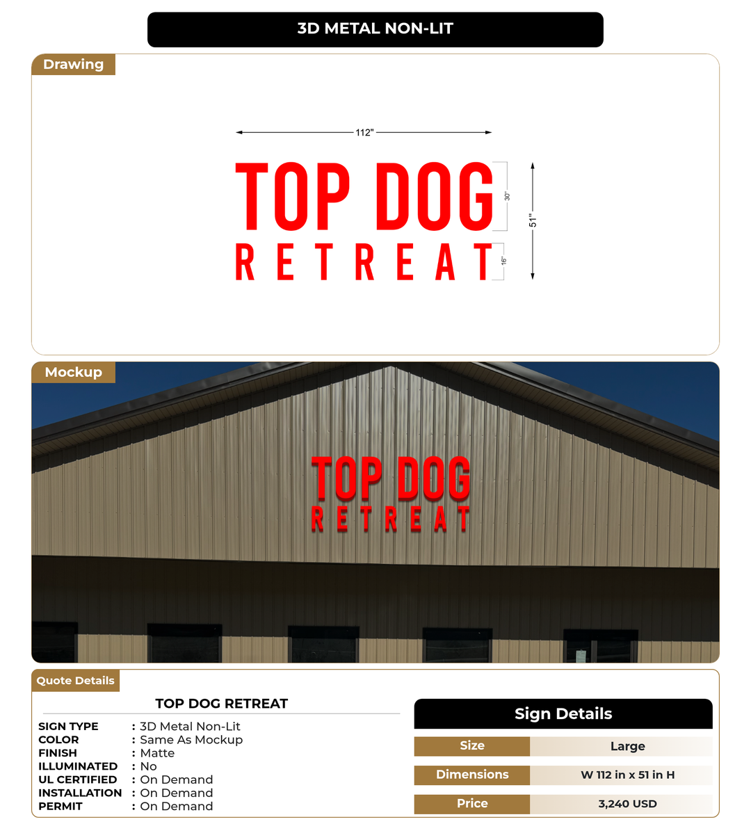 CUSTOM MOCKUP SIGN FOR Top dog retreat
