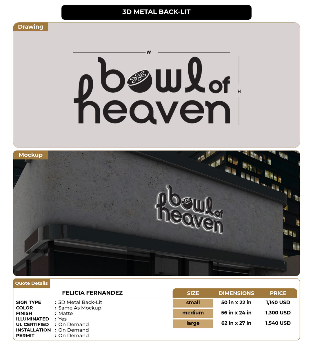 CUSTOM MOCKUP SIGN FOR Felicia Fernandez