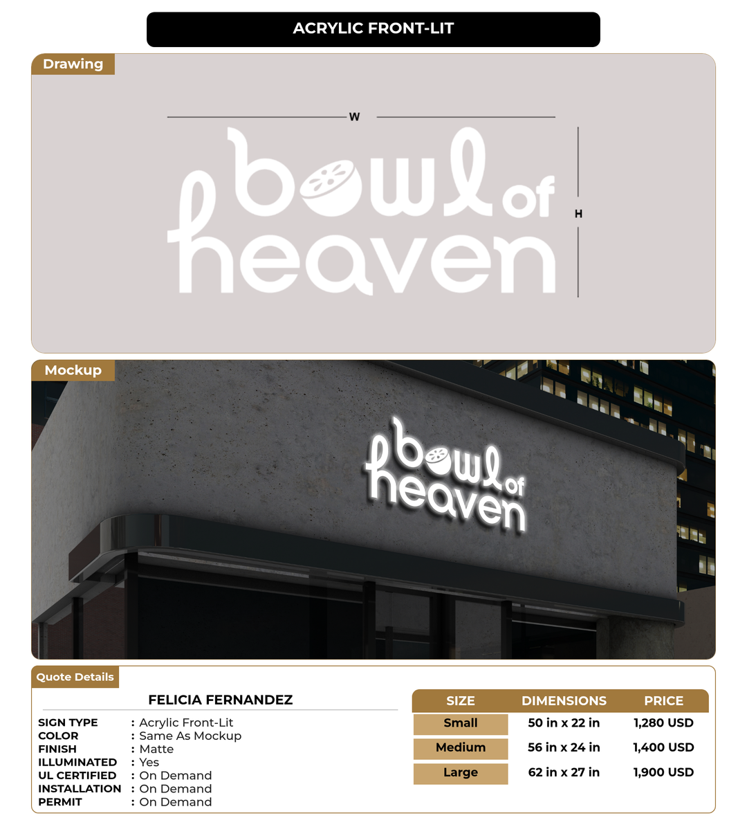 CUSTOM MOCKUP SIGN FOR Felicia Fernandez