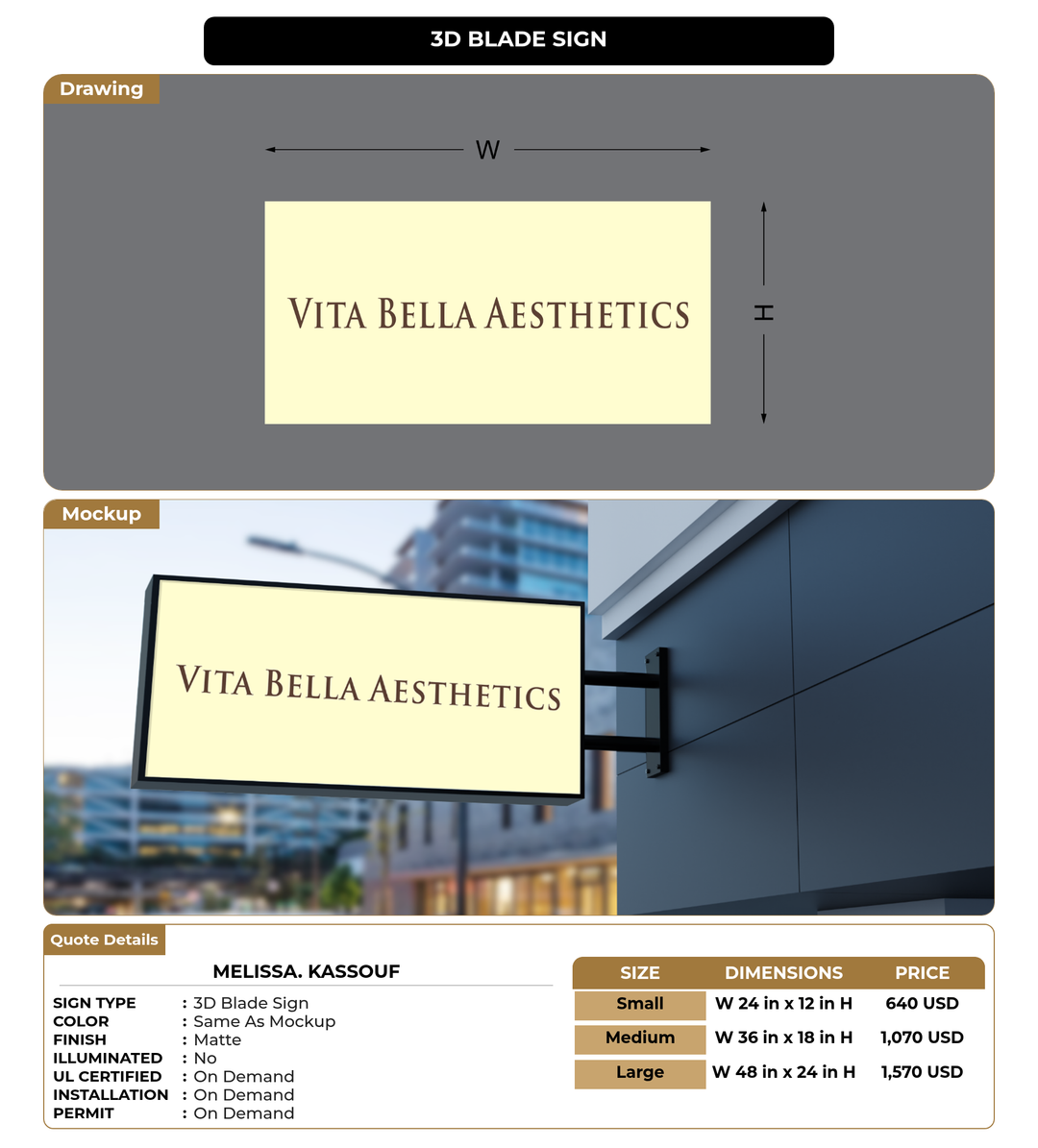 CUSTOM MOCKUP SIGN FOR Melissa. Kassouf