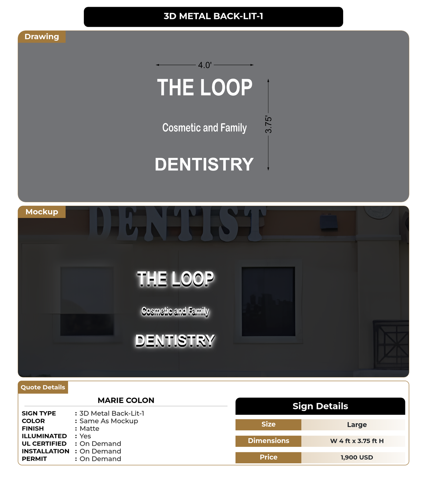 CUSTOM MOCKUP SIGN FOR marie colon
