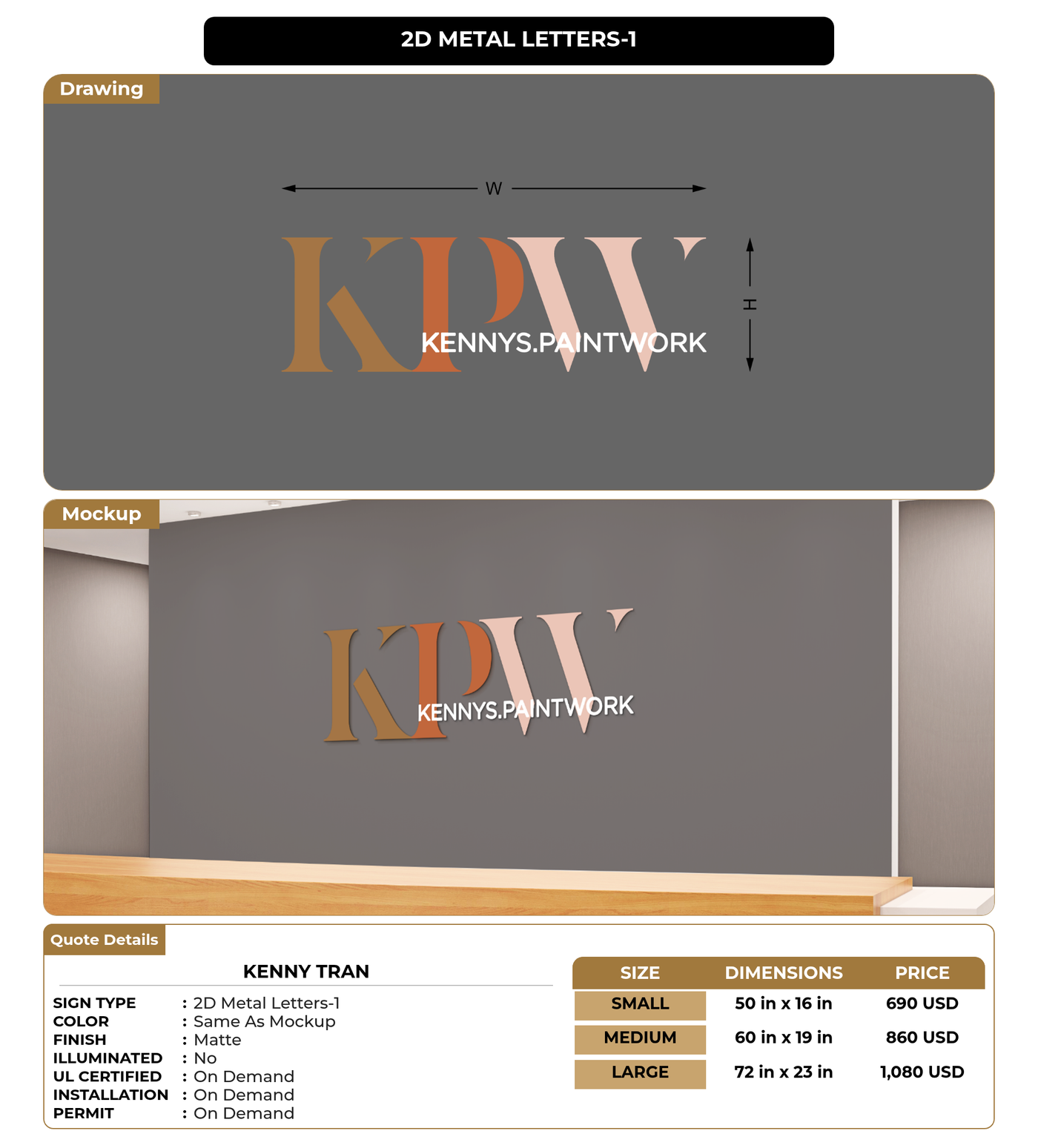 CUSTOM MOCKUP SIGN FOR Kenny Tran