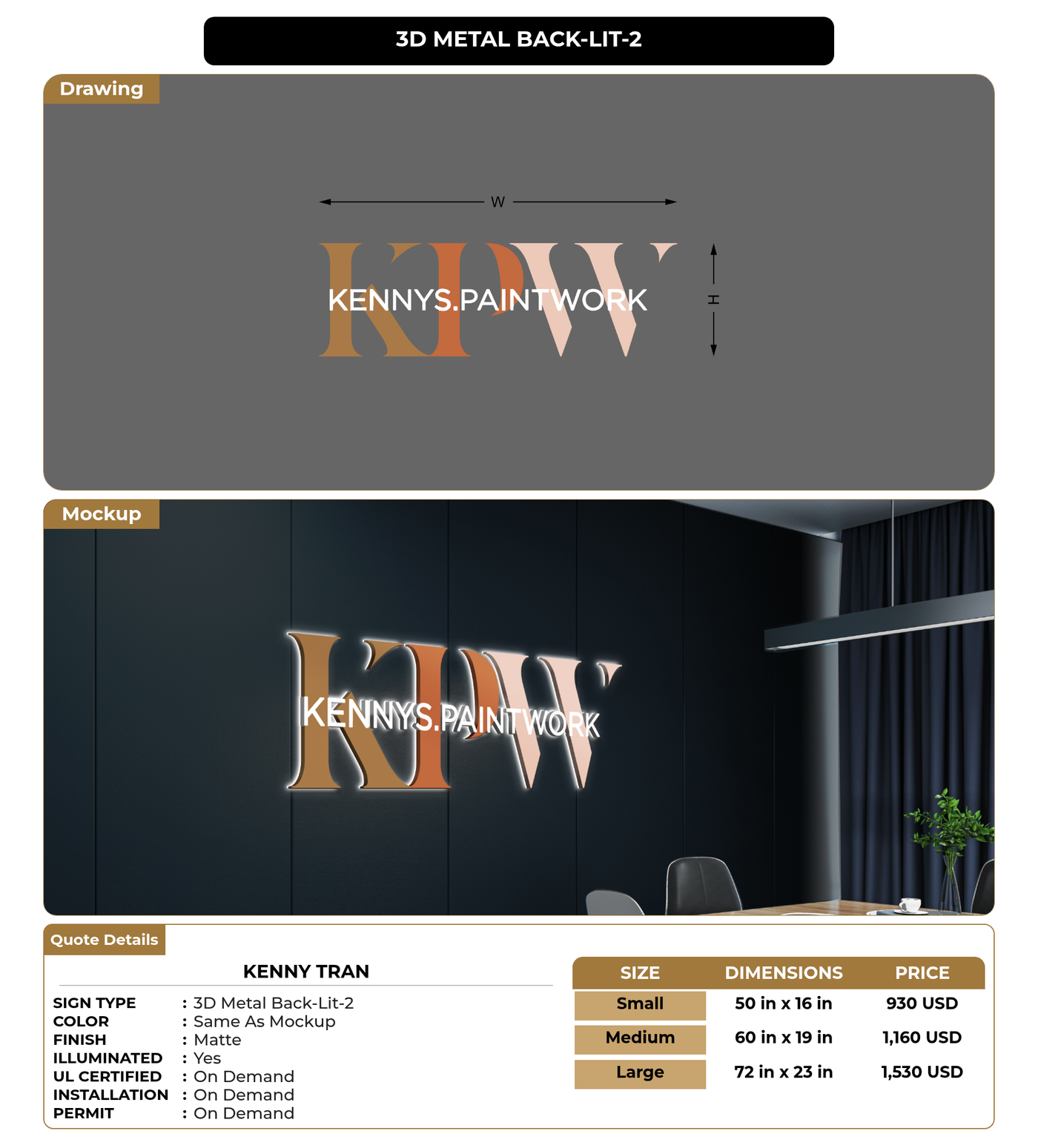 CUSTOM MOCKUP SIGN FOR Kenny Tran