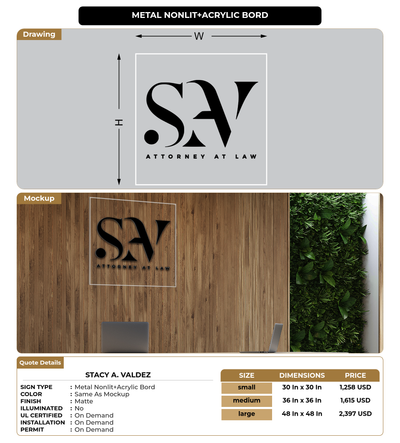 CUSTOM MOCKUP SIGN FOR Stacy A. Valdez