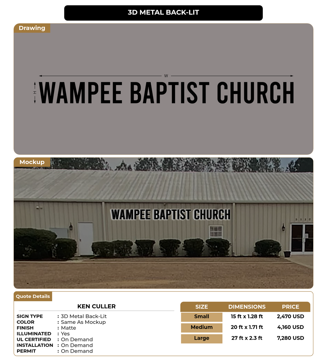 CUSTOM MOCKUP SIGN FOR Ken Culler