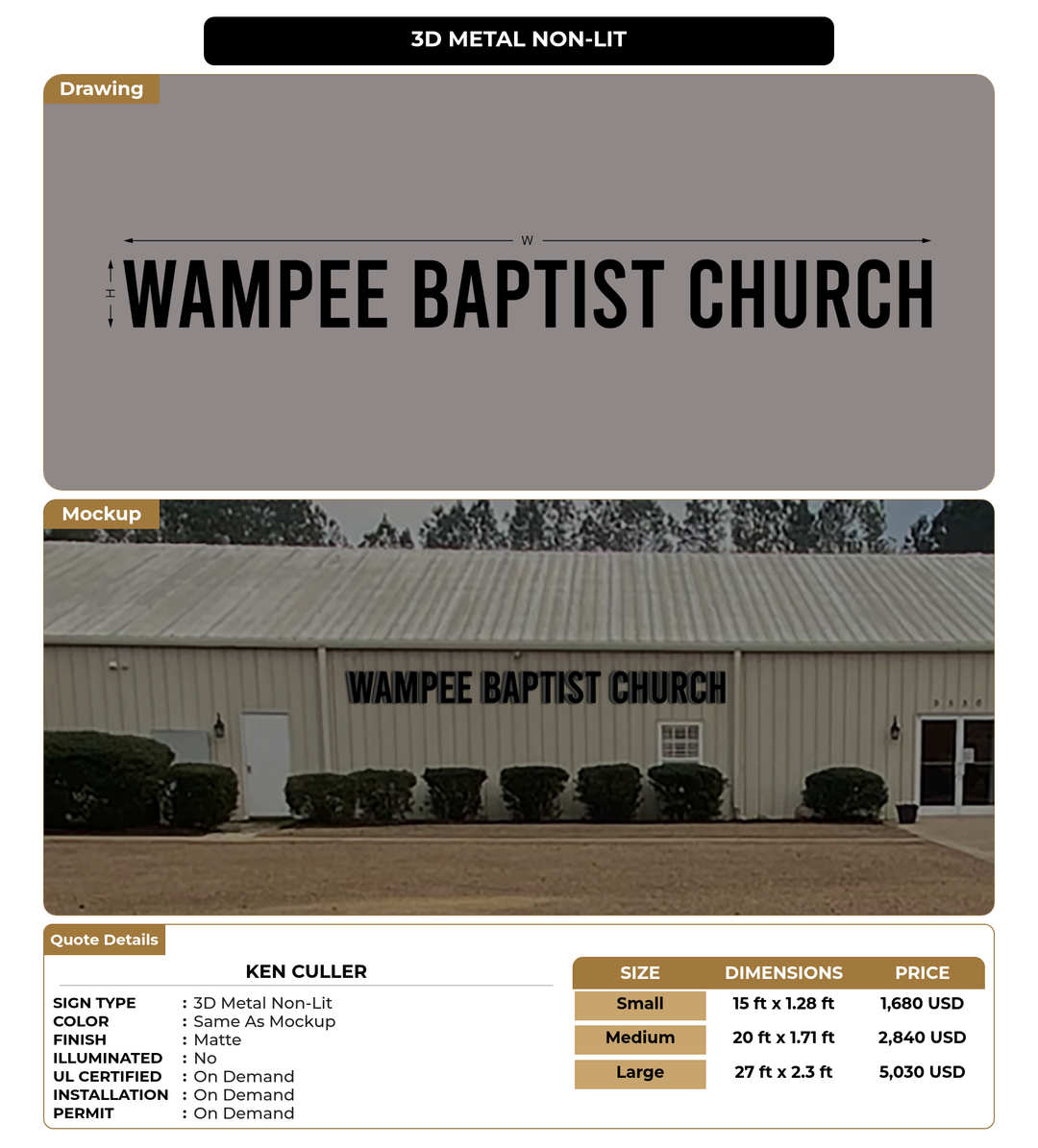 CUSTOM MOCKUP SIGN FOR Ken Culler