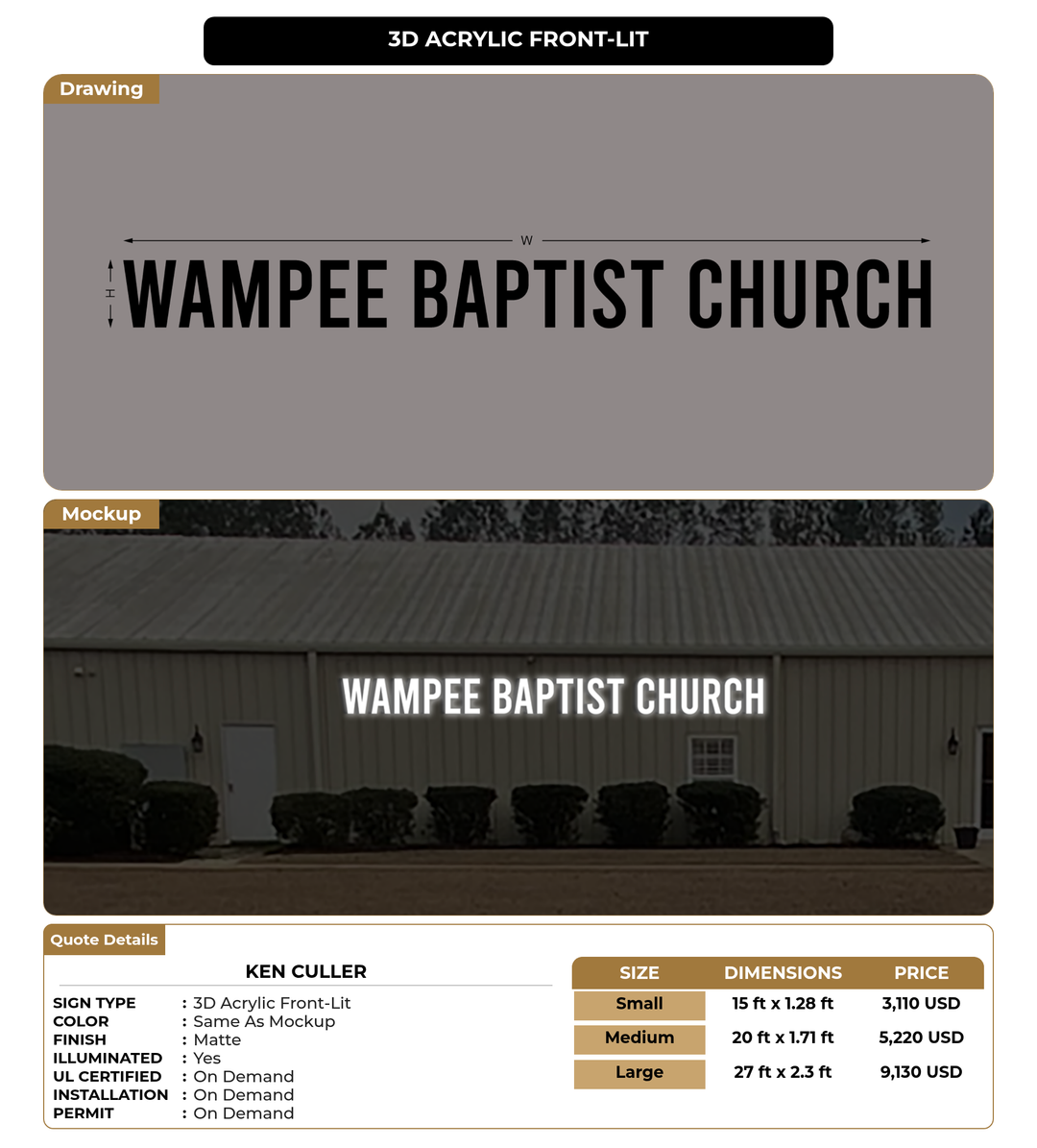 CUSTOM MOCKUP SIGN FOR Ken Culler