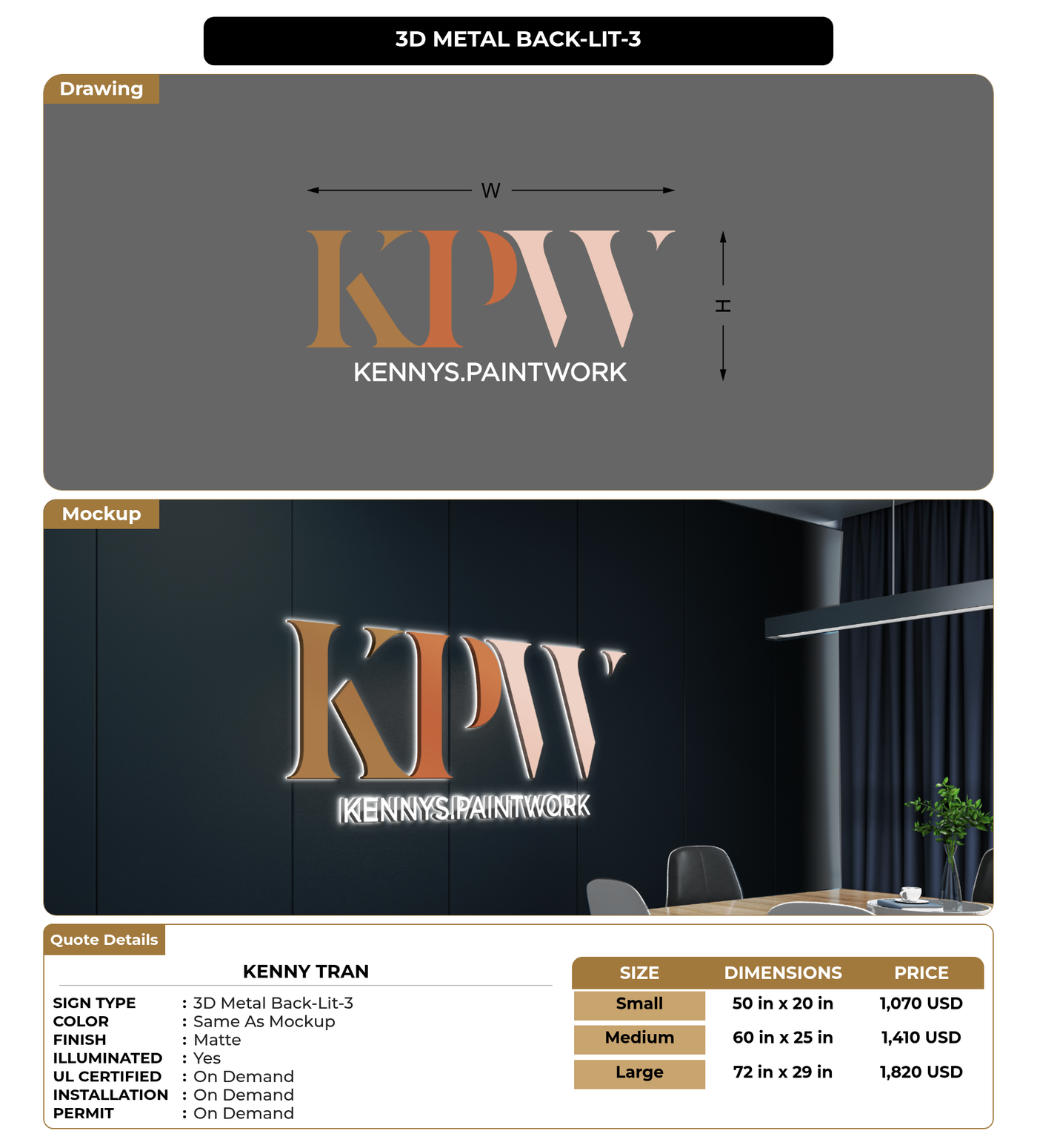 CUSTOM MOCKUP SIGN FOR Kenny Tran