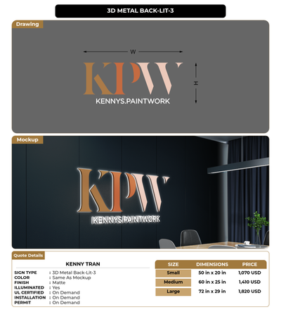 CUSTOM MOCKUP SIGN FOR Kenny Tran