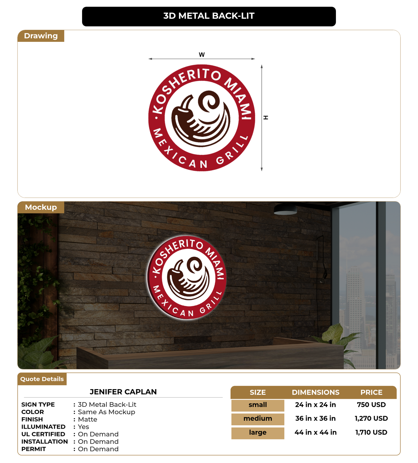 CUSTOM MOCKUP SIGN FOR Jenifer  Caplan