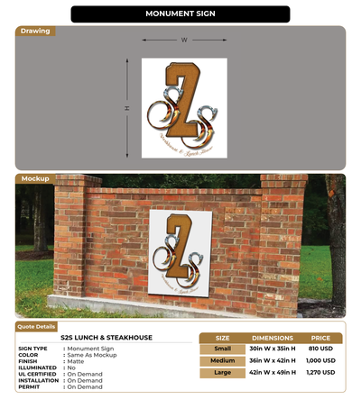 CUSTOM MOCKUP SIGN FOR S2S Lunch & Steakhouse
