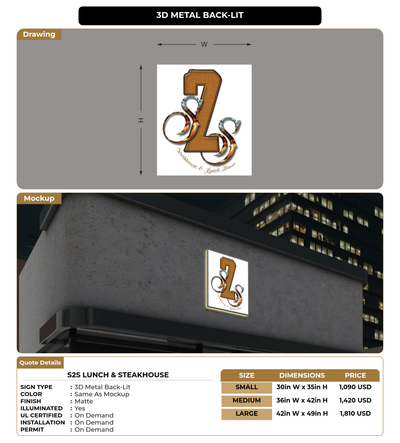 CUSTOM MOCKUP SIGN FOR S2S Lunch & Steakhouse