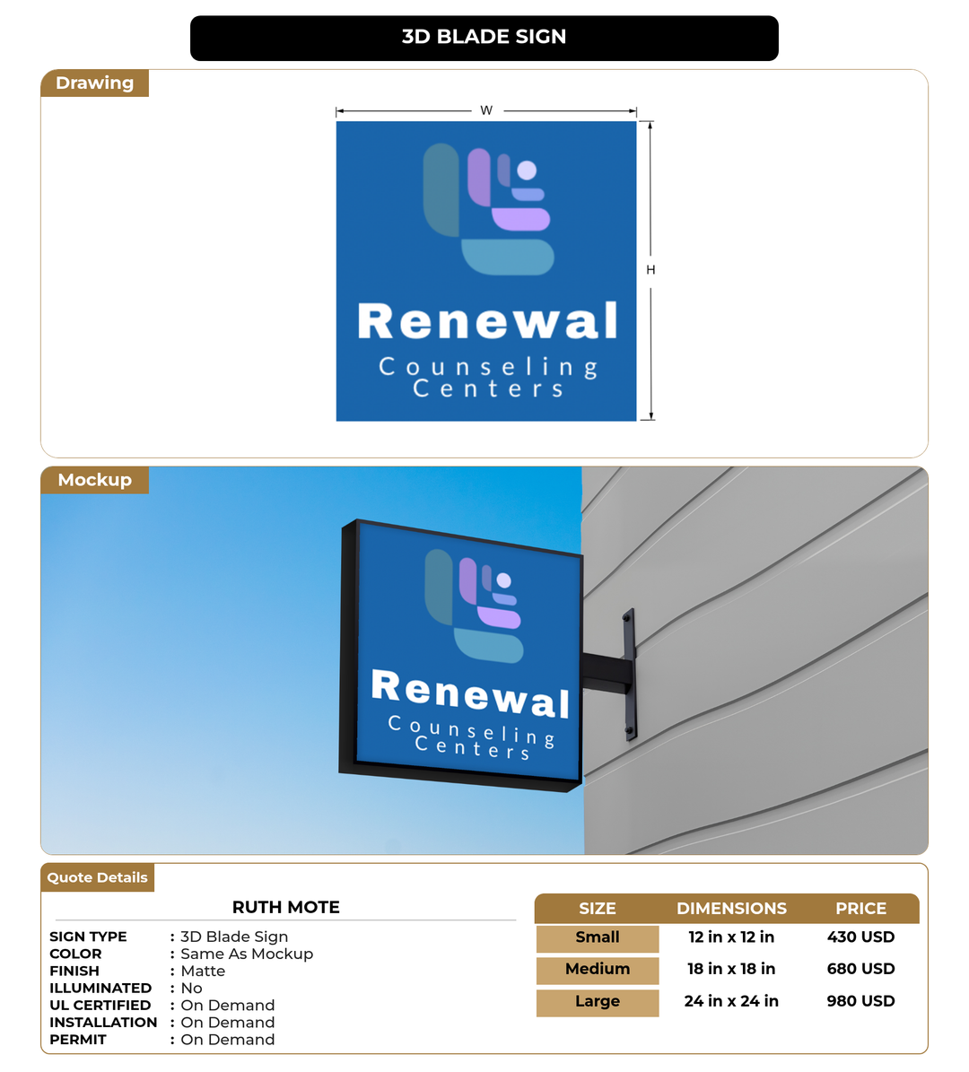 CUSTOM MOCKUP SIGN FOR Ruth Mote