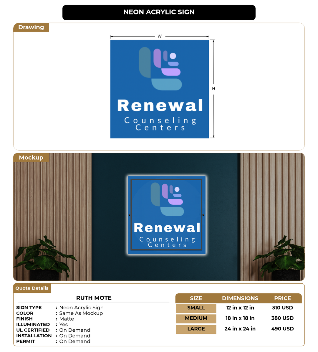 CUSTOM MOCKUP SIGN FOR Ruth Mote