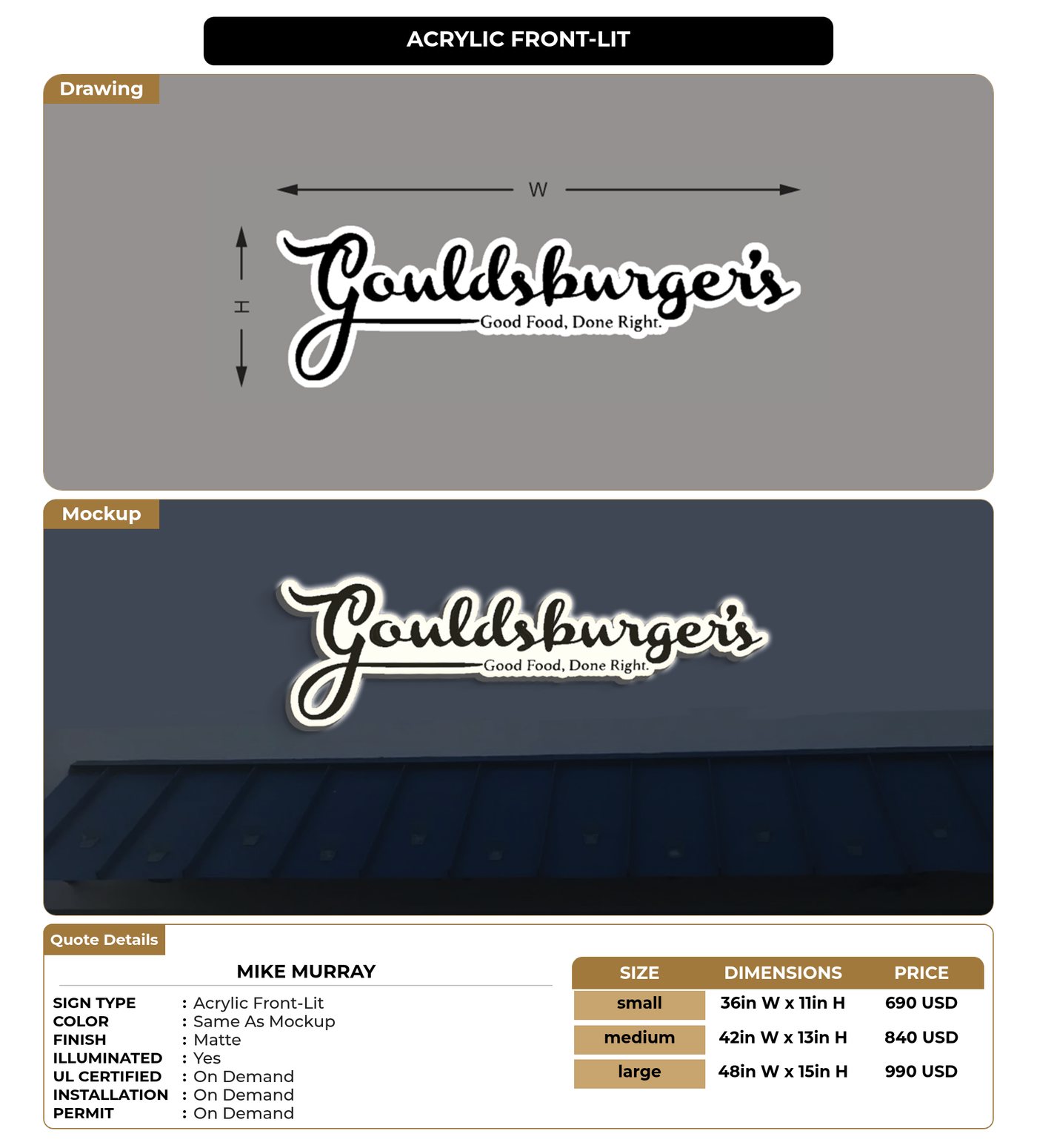 CUSTOM MOCKUP SIGN FOR Mike Murray