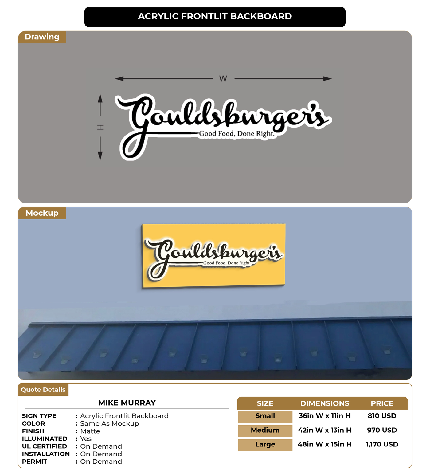 CUSTOM MOCKUP SIGN FOR Mike Murray