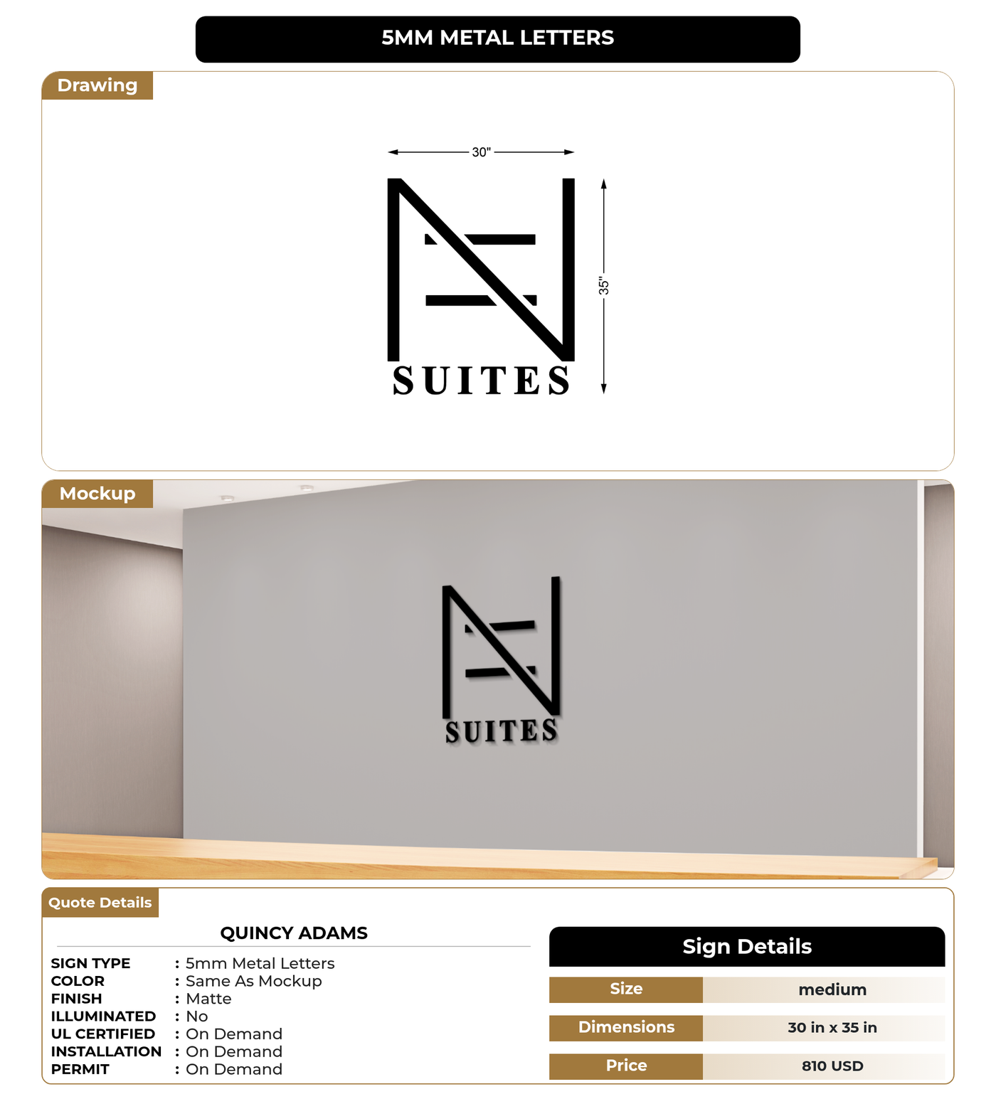 CUSTOM MOCKUP SIGN FOR Quincy Adams