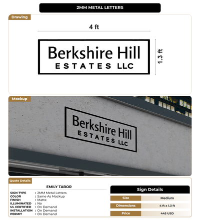 CUSTOM MOCKUP SIGN FOR Emily Tabor