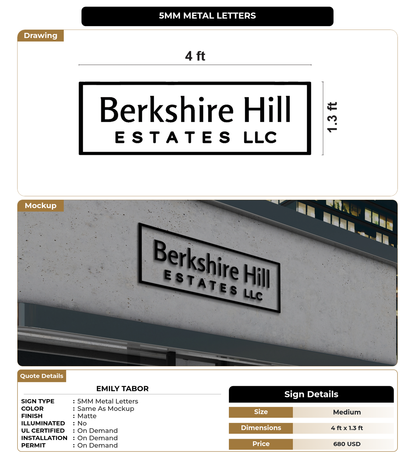 CUSTOM MOCKUP SIGN FOR Emily Tabor