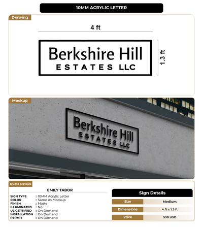 CUSTOM MOCKUP SIGN FOR Emily Tabor