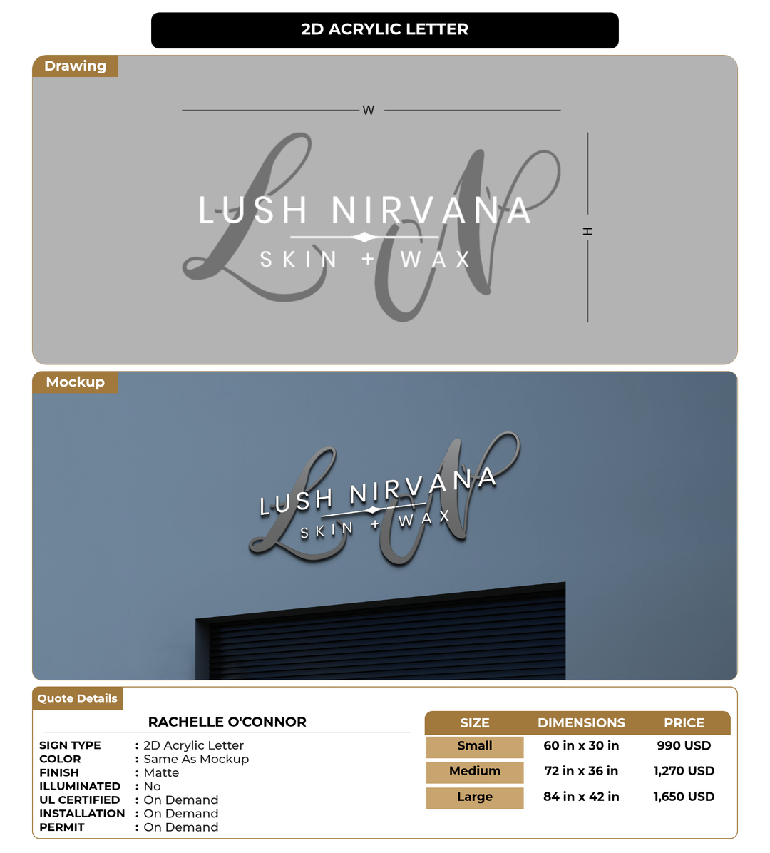 CUSTOM MOCKUP SIGN FOR Rachelle O&