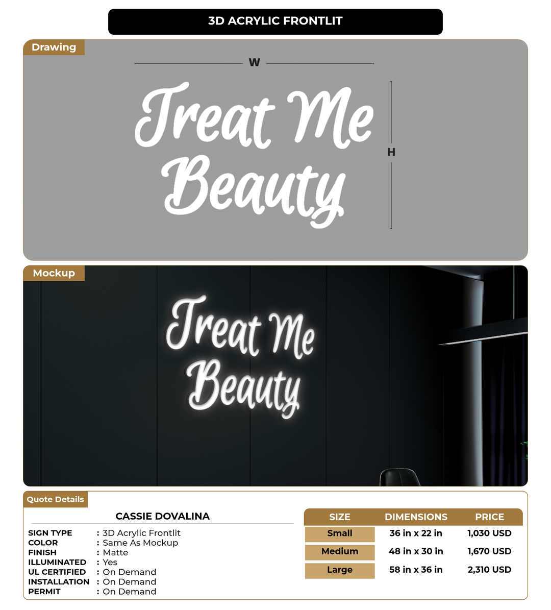CUSTOM MOCKUP SIGN FOR Cassie Dovalina