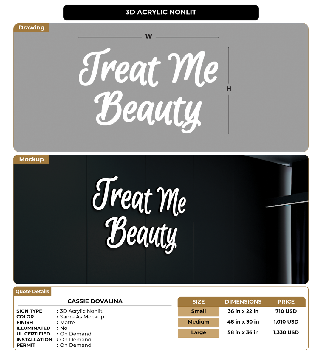 CUSTOM MOCKUP SIGN FOR Cassie Dovalina