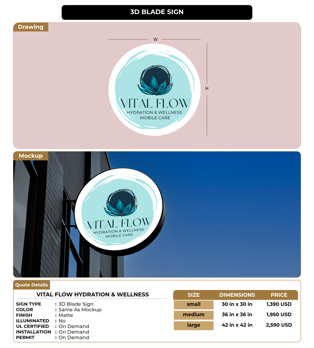 CUSTOM MOCKUP SIGN FOR Vital Flow Hydration & Wellness