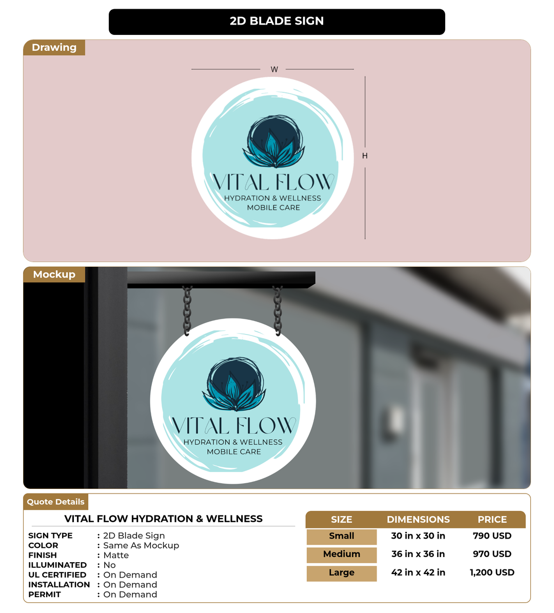 CUSTOM MOCKUP SIGN FOR Vital Flow Hydration & Wellness