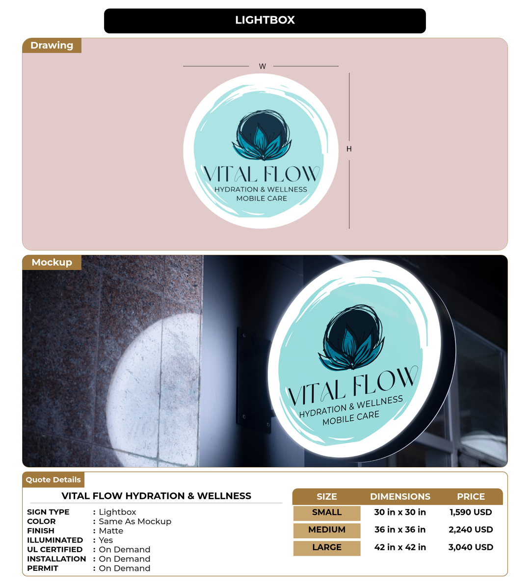 CUSTOM MOCKUP SIGN FOR Vital Flow Hydration & Wellness