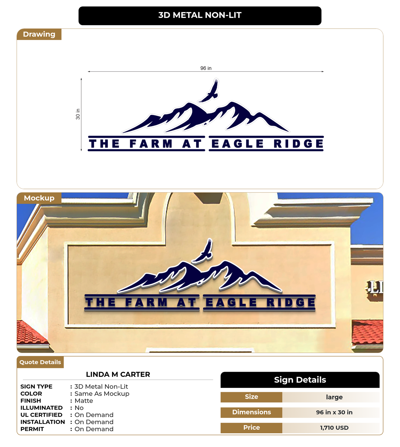 CUSTOM MOCKUP SIGN FOR Linda M Carter