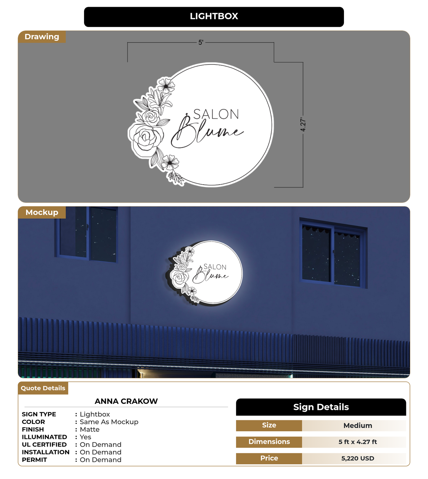 CUSTOM MOCKUP SIGN FOR Anna Crakow