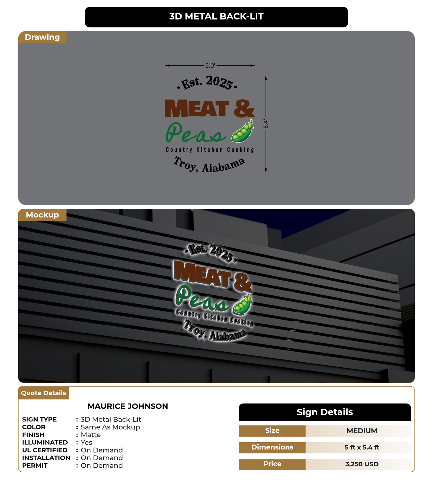 CUSTOM MOCKUP SIGN FOR Maurice Johnson