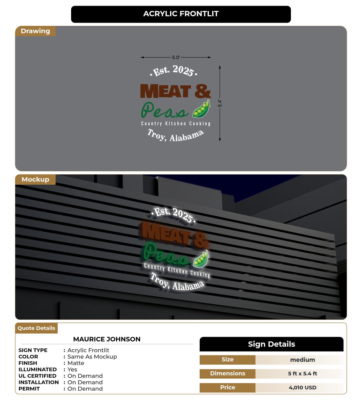 CUSTOM MOCKUP SIGN FOR Maurice Johnson