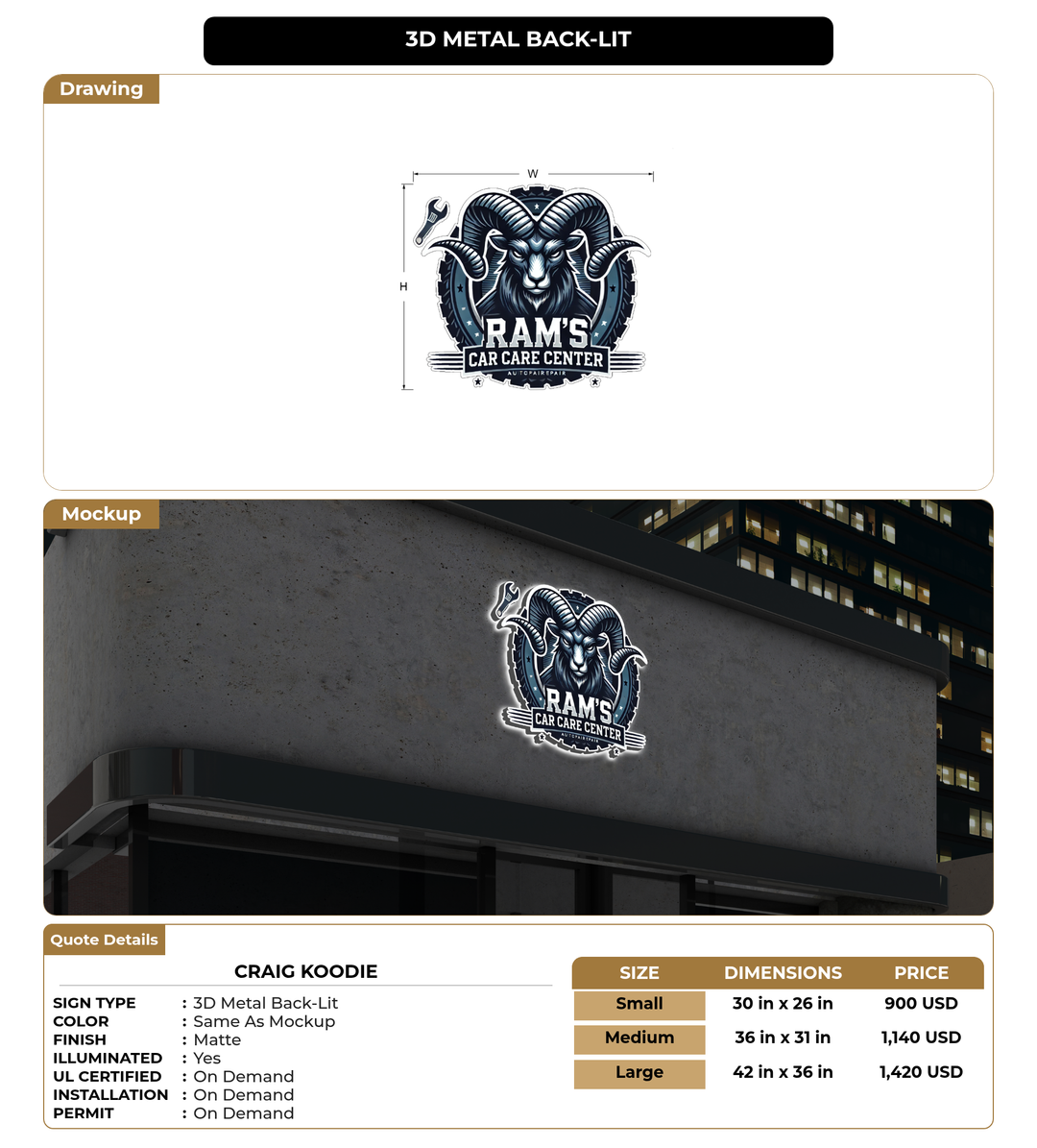 CUSTOM MOCKUP SIGN FOR Craig Koodie