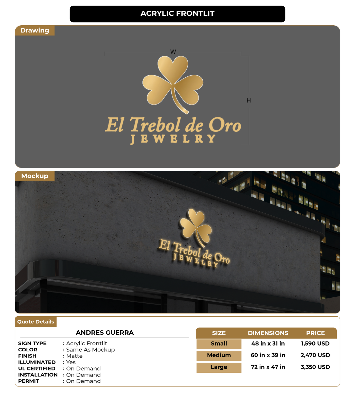 CUSTOM MOCKUP SIGN FOR Andres Guerra