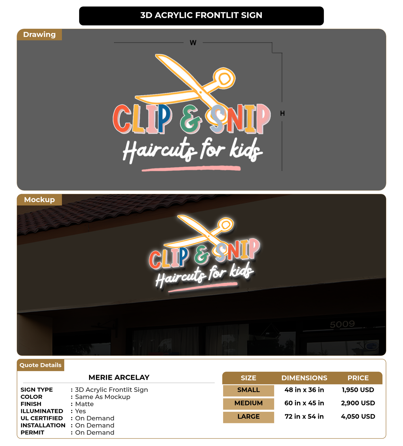 CUSTOM MOCKUP SIGN FOR Merie Arcelay