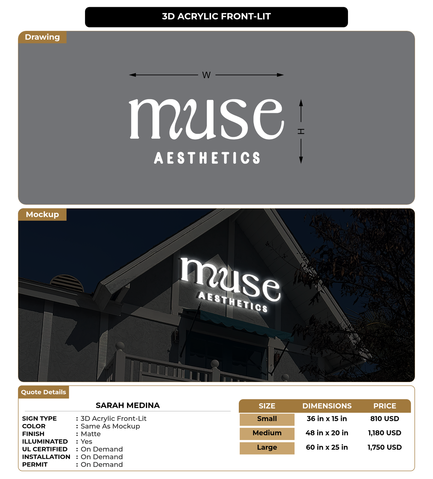 CUSTOM MOCKUP SIGN FOR Sarah Medina