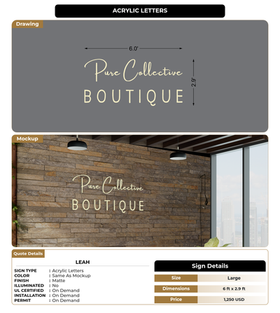 CUSTOM MOCKUP SIGN FOR Leah