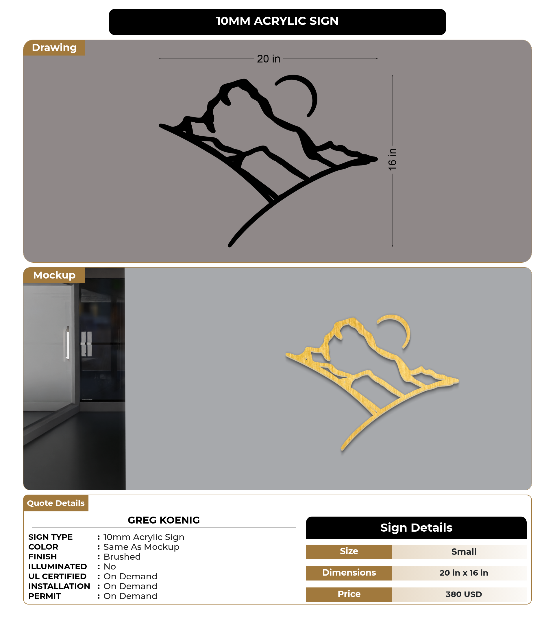 CUSTOM MOCKUP SIGN FOR Greg Koenig – Signize