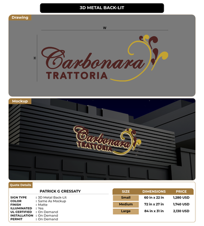 CUSTOM MOCKUP SIGN FOR Patrick G Cressaty